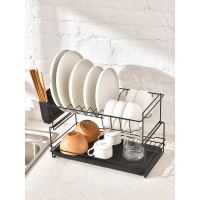 艺可恩碗碟架沥水架双层厨房用品碗盘餐具置物架家用放碗筷收纳盒沥碗架