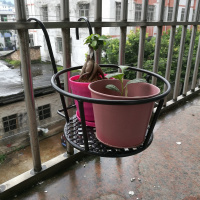 艺可恩花架加粗阳台铁艺栏杆花架挂式护栏花盆架圆形花盆悬挂