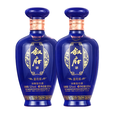 [MN]叙府大曲蓝花版52度浓香型500ML*2瓶纯粮食酒光瓶口粮酒