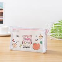 ins透明磨砂大容量笔袋颜值化妆包一包两用学生收纳盒卡通笔袋