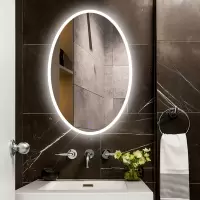 智能浴室镜椭圆带灯镜子led浴室镜子北欧卫生间蓝牙镜子化妆镜子