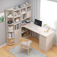 书桌书架组合学习桌电脑桌家用简约卧室书柜一体学生写字桌子