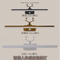 人体感应镜前灯卫生间免打孔浴室防水镜柜专用化妆灯鹿角led壁灯