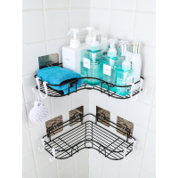 免打孔置物架卫生间挂架厨房加粗不锈钢金属厕浴室粘墙三角架