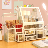 ins化妆品收纳盒学生宿舍桌面整理化妆盒网红防尘口红护肤置物架