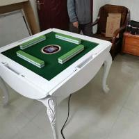欧式实木全自动麻将机折叠圆餐桌两用家用静音四口美式白色棋牌桌