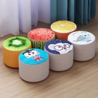 布艺小凳子家用矮凳网红圆凳客厅沙发茶几换鞋凳创意墩子实木板凳