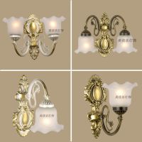 欧式壁灯温馨美式led卧室床头灯客厅背景墙双头简欧布艺复古壁灯