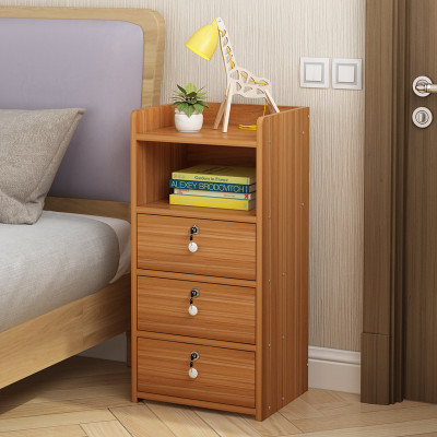 简易床头柜简约现代收纳储物柜置物架带锁迷你小型卧室床边小柜子