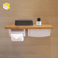 免打孔纸巾架纸巾盒厕所卫生间实木壁挂式卷纸器置物架收纳手纸盒