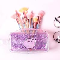 简约韩版流沙笔袋女网红镭射文具盒袋少女心入油透明铅笔袋小学生