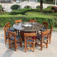 无烟火锅桌子电磁炉一体商用饭店餐厅烧烤煤气灶火锅店圆桌椅组合