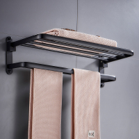 毛巾架黑色 太空铝卫生间置物架浴室卫浴五金挂件浴巾架套装组合