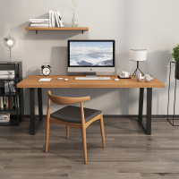 实木台式电脑桌北欧简易办公桌长条工作台家用卧室书桌书法写字台