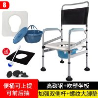 08[高碳钢双侧杆]吹塑坐板+加大便桶+升级螺纹大脚垫|坐便椅老人加固大便器家用老年人移动马桶农村用孕妇坐便器可折叠