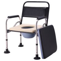 翻盖坐垫防滑大吸款|不锈钢折叠坐便椅老人孕妇坐便器助便器蹲厕椅马桶病人加厚大便椅