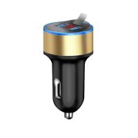 轿车小车手机充电器汽车点烟口充电头货车通用数显快充双usb插口|土豪金 带三合一数据线+车载香水