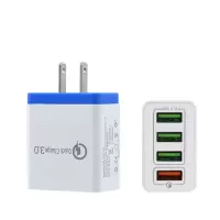 手机充电器qc3.0闪充4口usb苹果oppo华为安卓小米通用6.1a充电头|6.1A蓝色/美规