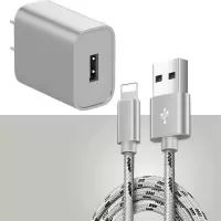 苹果6s数据线2米加长iphonexr/7/8plus快充电器头ipad充电线直插|极光银[充电头+数据线] 3米