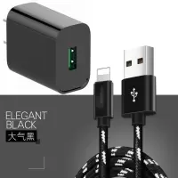 苹果6s数据线2米加长iphonexr/7/8plus快充电器头ipad充电线直插|睿智黑[充电头+数据线] 2米