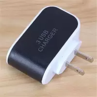 手机充电器双usb插头苹果安卓通用多接口充头快速充电智能充线头|黑色[3U] 单买充头