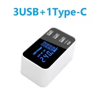 多usb充电器 4a多口安卓苹果通用插座数字显示智能手机快速充电头|3USB口+1Type-C口