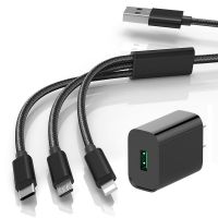 一拖三充电器华为oppo适配苹果安卓多功能三合一线快速手机充电头|睿智黑 [3米]一拖三线(不带头)