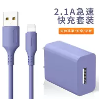 苹果充电器iphone快充头6s/7plus通用x加长8数|真2.1A快充[灰] 2条1.2米:苹果线(不含充电头)