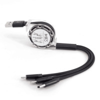 伸缩数据线一拖三合一typec手机充电线安卓通用多头2a快充电器头|曜石黑 [单线]一拖三