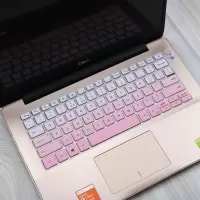 戴尔灵越5390笔记本键盘保护膜14寸燃5000fit电脑防尘罩54935498549074907391透明|渐变粉色