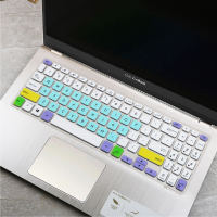 华硕vivobook15s键盘膜v5000笔记本电脑x512保护套顽石y5200ub/y5100全覆盖灵耀s|七彩薄荷