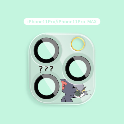 iphone11镜头膜圈可爱卡通苹果11promax后摄|苹果11pro/11promax★绿底汤姆猫★[全覆盖镜头膜]