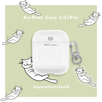 简约可爱猫咪airpods pro保护套3代苹果蓝牙耳机套2代透明软壳潮