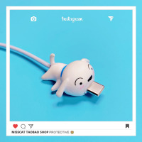 苹果小米安卓vivo华为oppo数据线保护套咬手机充电器头防折断耳机|通用款趴数据线套小白