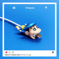 苹果小米安卓vivo华为oppo数据线保护套咬手机充电器头防折断耳机|通用款趴数据线套蓝衣小新