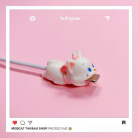 苹果小米安卓vivo华为oppo数据线保护套咬手机充电器头防折断耳机|通用款趴数据线套玛丽猫