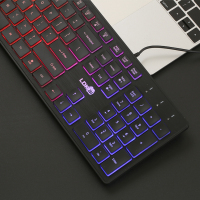 笔记本手提电脑外接键盘巧克力有线静音无声消音 游戏办公打字专用 按键字符发光背光夜光外置超薄键盘