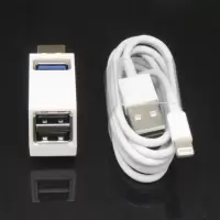 车载充电器usb3.0扩展器分线器无线多接口笔记本台式电脑一拖三多功能u盘|白色三孔3.0+苹果线送挂绳 0.5m