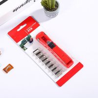 不锈钢装订机备用夹 推夹器专用夹 补充夹收纳装订夹备用钉装订夹|中号银钉8枚+红色机子+收纳袋