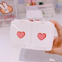 ins可爱弹盖收纳盒学生宿舍简约带盖首饰盒桌面手账夹子杂物整理|方形双格1个 以上规格(默认送爱心贴纸)