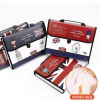 a4英伦风手提风琴包文件夹资料册票据包12层大容量学生试卷收纳夹