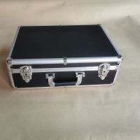 手提式工具箱铝合金收纳保险盒文件设备仪器棉声卡采耳定做|底盖双面格子手撕棉 外尺寸黑40X28X14厘米带锁