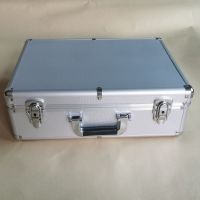 声卡工具箱手提式文件收纳铝箱保险收纳海绵盒|特大银带锁45*33*15厘米空箱