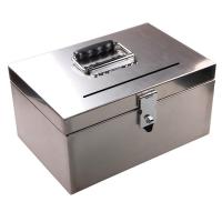 不锈钢箱子工具箱密码票据箱印章箱收纳盒手提钱箱钱盒文件储物箱|25*13*11cm单挂+投币口
