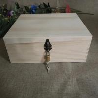 定做大号带锁收纳盒同学录文件玩具零食鞋收纳钱箱包装木盒|35*23*10cm黄色挂锁