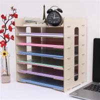 桌面收纳盒办公书桌书架文件夹收纳盒资料架多功能学生整理置物架|7层白枫木收藏送手机架笔筒