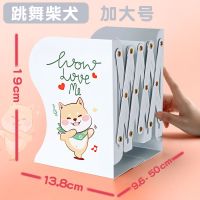 可伸缩书立架创意小学生用书架书夹简易桌上桌面挡板架子书籍|柴犬款1-白色加大号
