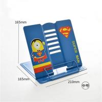 卡通防近视多功能看书架金属书立学生儿童书夹书靠书档阅读架|中号超人蓝色