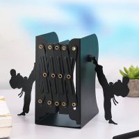可伸缩书立大号铁折叠书架书夹卡通收纳架学生文具用品|功夫黑色