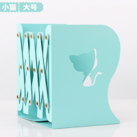 可伸缩书立架折叠书夹书靠书挡书架板易大中号学生创中生桌|镂空小猫-蓝色(大号)